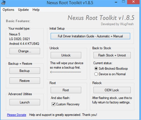 Google谷歌Nexus手机Root Toolkit解锁工具包1.8.5版