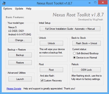 Google谷歌Nexus手机Root Toolkit解锁工具1.8.7版