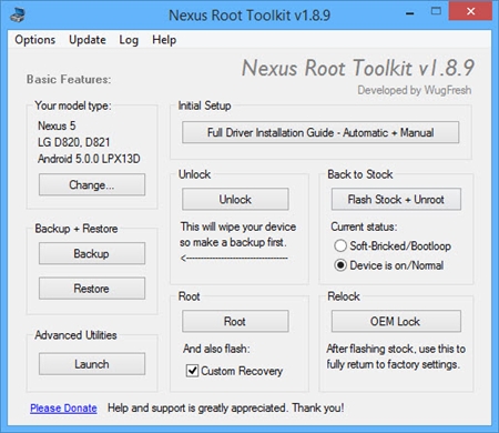 Google谷歌Nexus手机ROOT Toolkit解锁工具1.8.9版