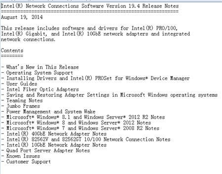 Intel英特尔PRO100/1000/10GbE系列网卡驱动19.4抢先版